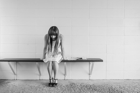 Black-And-White-Woman-Girl-Sitting